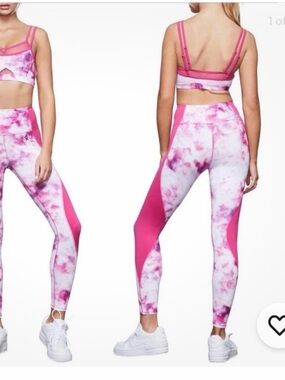 Good America Pink Tie-Dye Sports Bra and Leggings Set